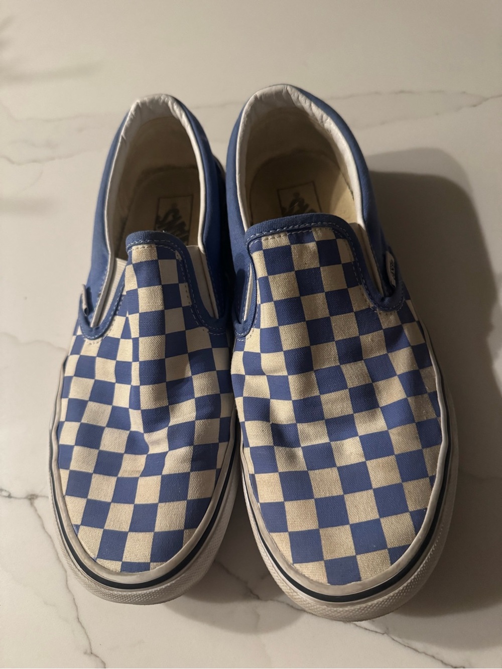 Vans Classic Slip-On Blue White Checkerboard Shoes Men’s 9 Women’s 10.5